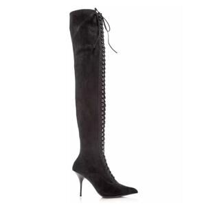 Jeffrey Campbell burned suede Black Heeled Lace-Up Boots